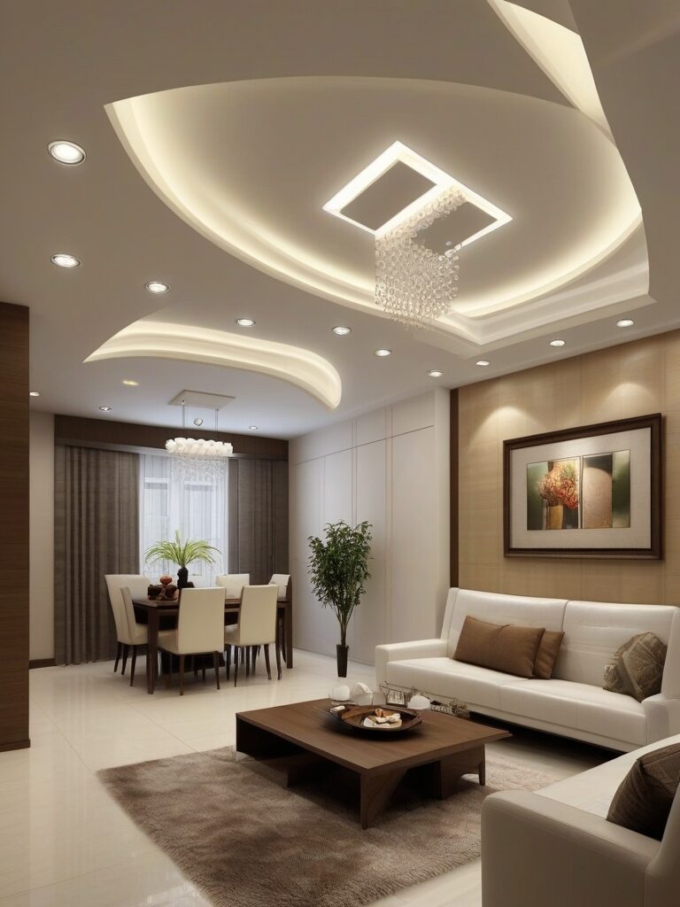 Recessed lighting Living hall room modern fall ceiling