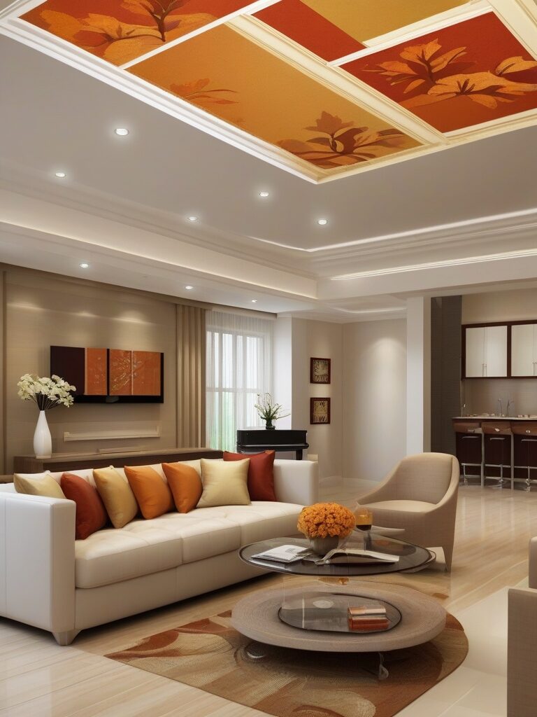 Painted ceiling Living hall room modern fall ceiling
