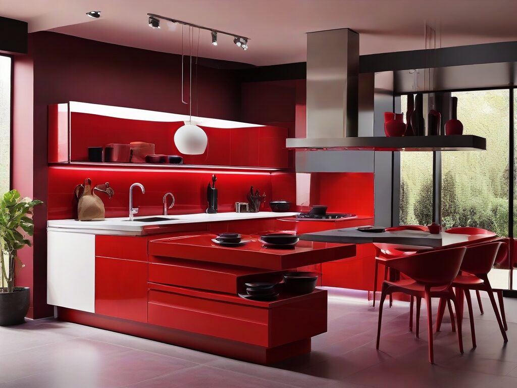 bold red acrylic kitchen colors