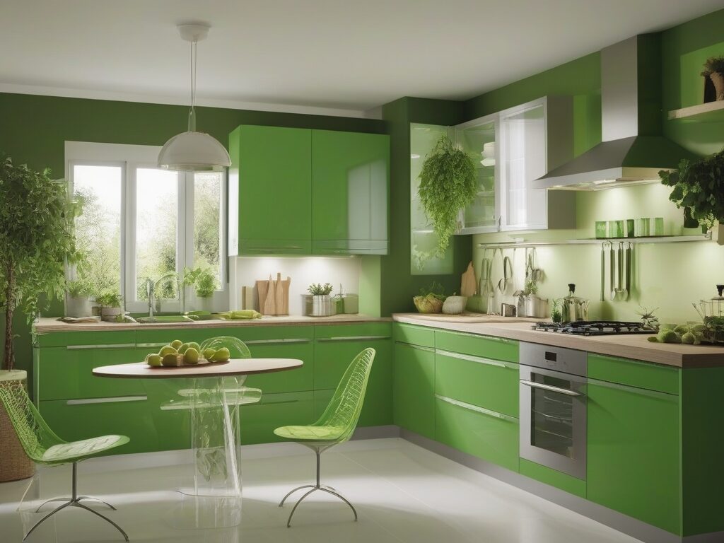 green acrylic kitchen colors