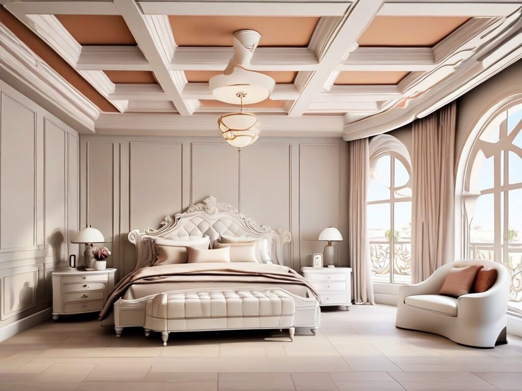 Coffered Gypsum Ceiling Design for bedroom