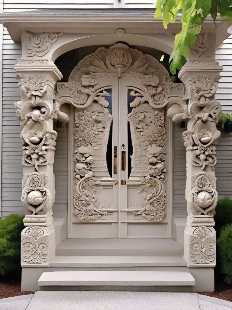 Artistic Embellishments in Cement Railings for Your House Front