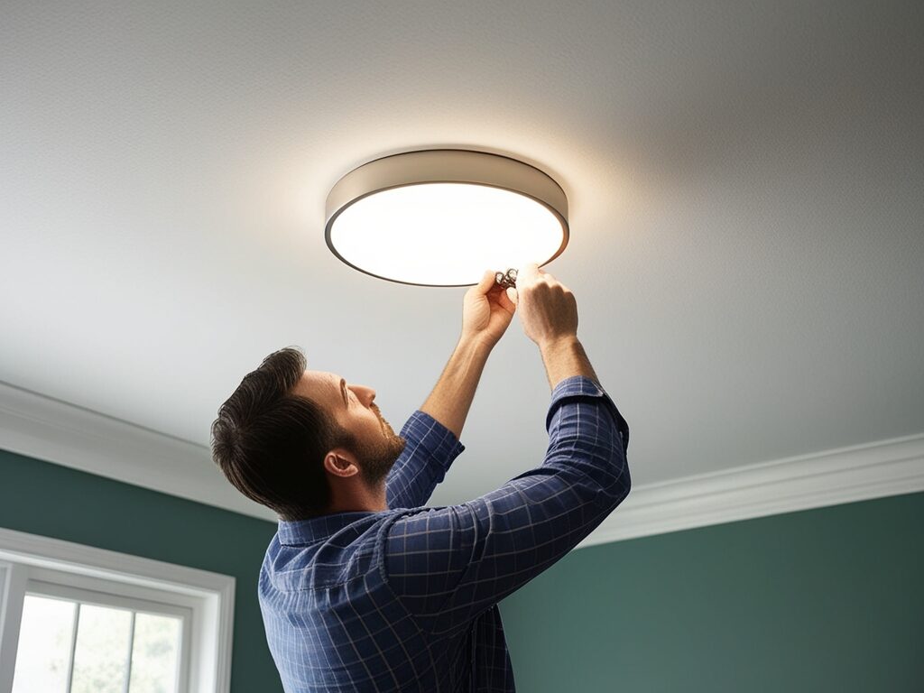 installation of ceiling flush light