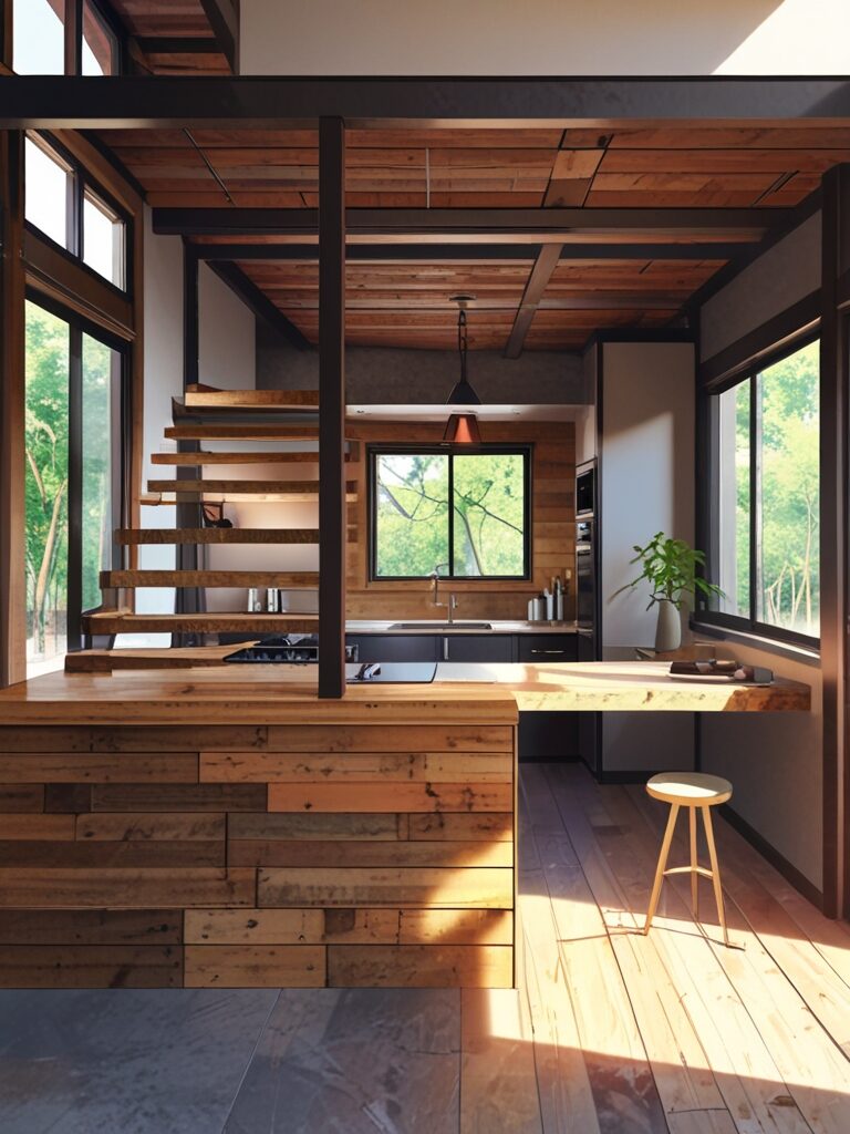 Reclaimed wood material to design a sustainable house