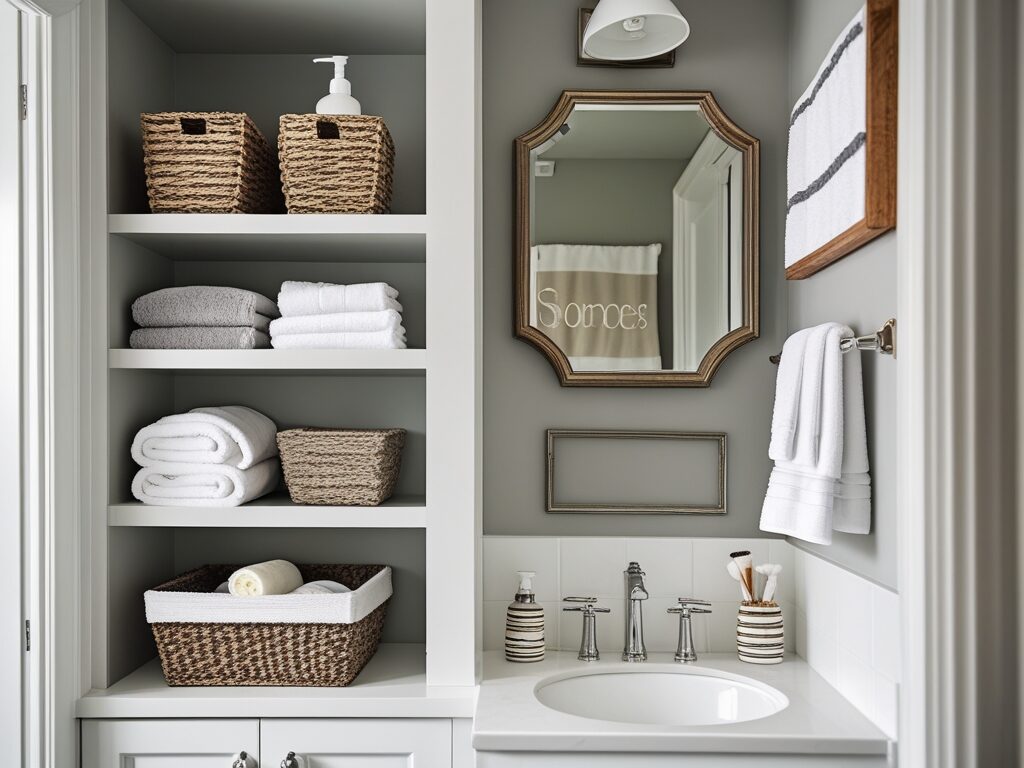 Creative Storage Solutions by DIY budget bathroom makeovers